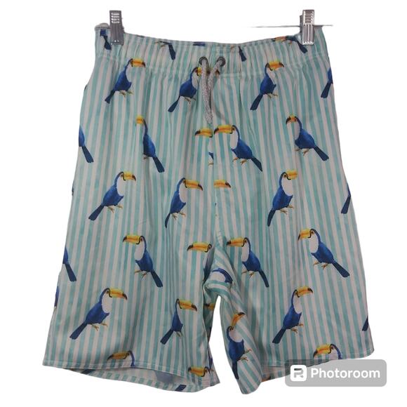 First Wave TOUCAN-PRINT SWIM SHORTS BLUE Boys Size 18/20 - Picture 1 of 6